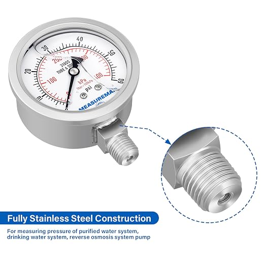 MEASUREMAN Fully Stainless Steel Hydraulic Glycerin Filled Pressure Gauge - Image 5
