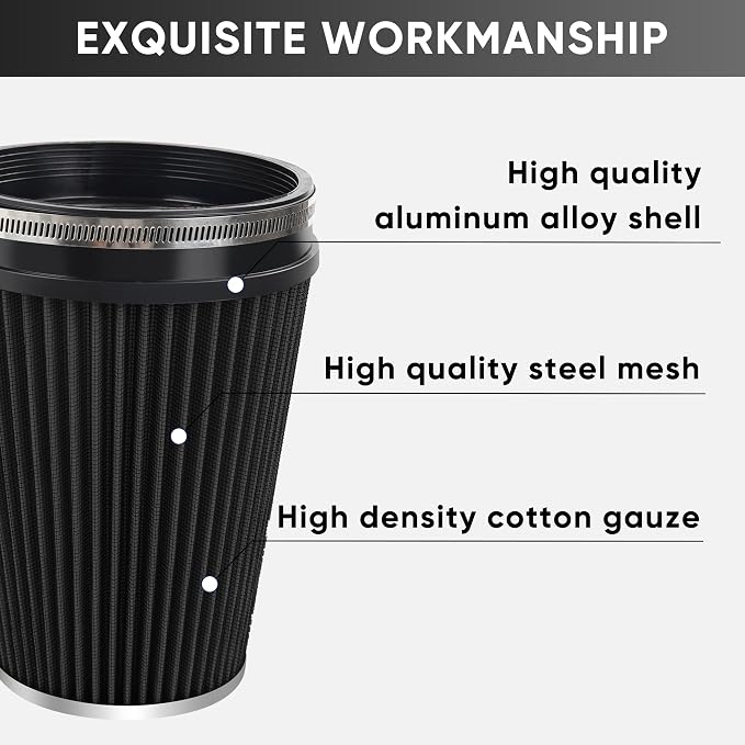 6" 152mm Cold Air Intake Filter Clamp-On Replacement High Flow Inlet Air Filter - Image 3