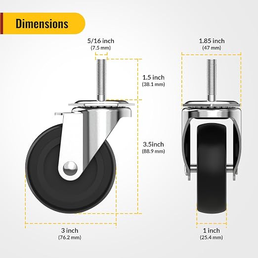 HOLKIE Caster Wheels 3 inch - Image 2