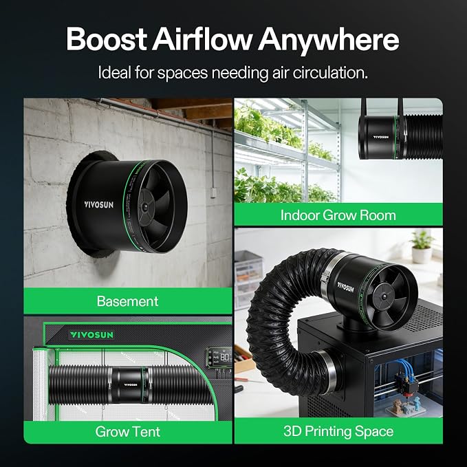 VIVOSUN 8” Inline Booster Duct Fan - Image 6