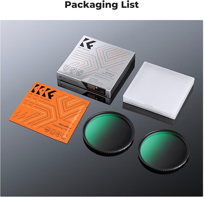 K&F CONCEPT 58mm Black Diffusion 1/4 & 1/8 Filters Kit Mist Cinematic Effect - Image 7