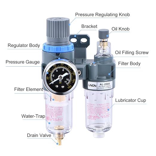 1/4 Inch Compressor Air Filter Pressure Regulator Water-Oil Trap Separator - Image 4