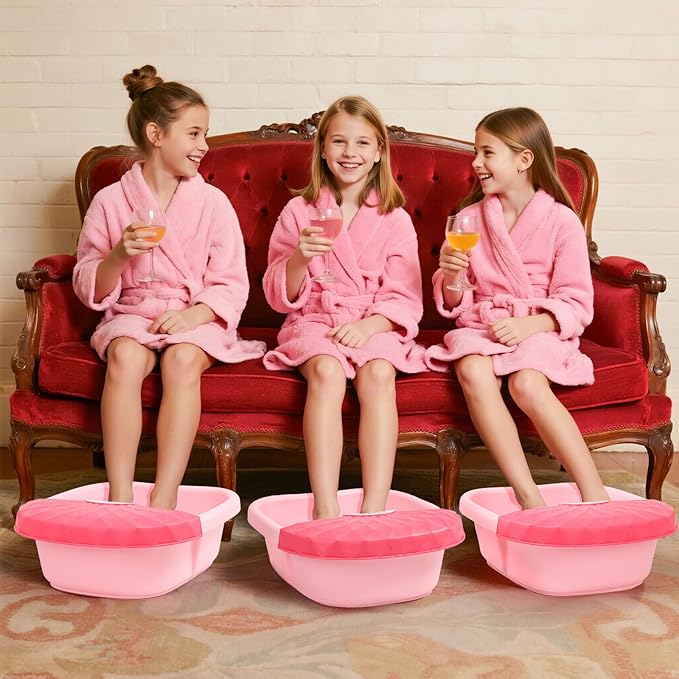 Kids Foot Spa Kit with Pedicure Set for Girls 3-8, All-in-1 Kids Spa Day Kit with Bubble Soak & Massage, Sleepover Party Birthday Gifts