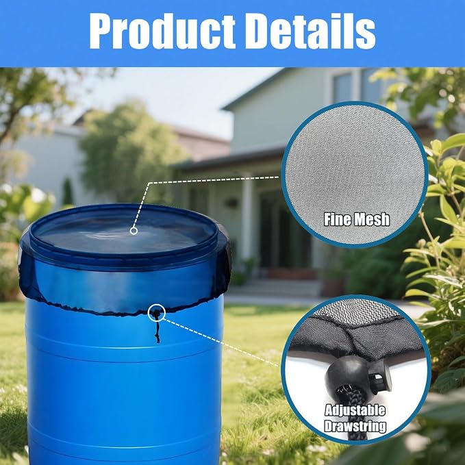 4 Pcs Rain Barrel Mesh Cover, 31.5 inch Water Collection Bucket Net - Image 6