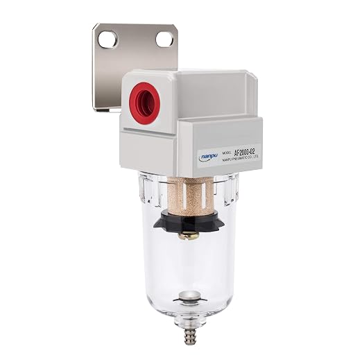 NANPU 1/4" NPT Compressed Air Line Filter, 5 Micron Brass Element, Poly Bowl - Image 7