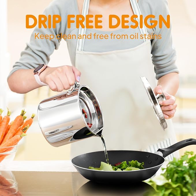 Chihee Grease Container Stainless Steel Bacon Grease Saver - Image 5