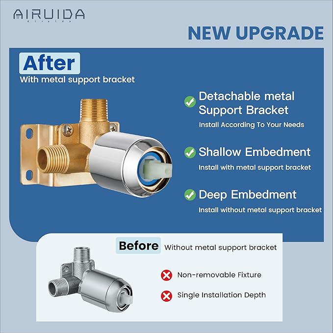 Airuida Shower Faucet Set Bathroom Rain Shower System SUS304 Stainless Steel Single Handle With Male Threads Rough-in Valve Shower Trim Kit 10 Inch Wall Mount Shower Head Chrome Polish