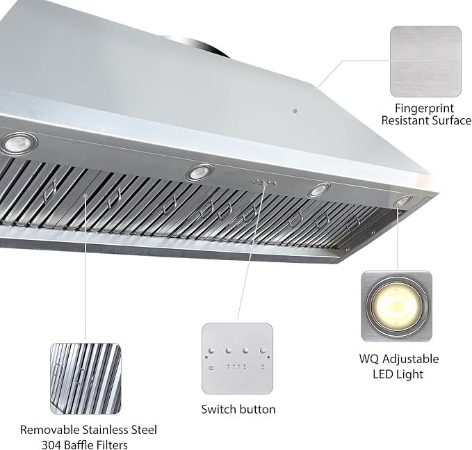 CT Copper Tailor Sloped Copper Vent Hood Island Mount, 1260 CFM Exhaust Fan - Image 7
