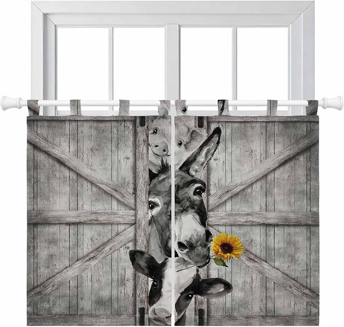 Funny Farm Animals Bedroom Curtains 63 Inch Length, Window Curtains Tab Top by Unknown