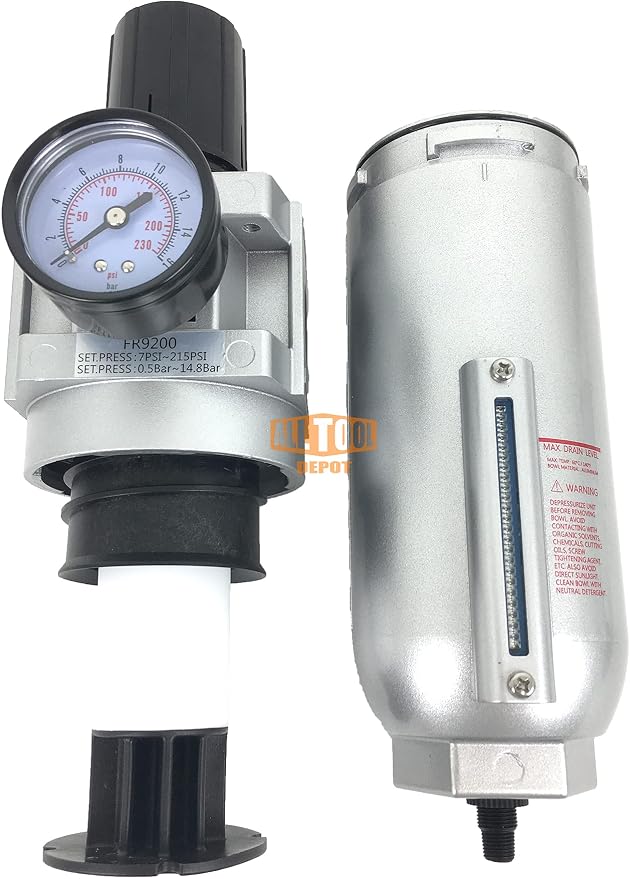 3/4" NPT SUPER DUTY Compressed Air In Line Filter Regulator Combo Piggyback - Image 5