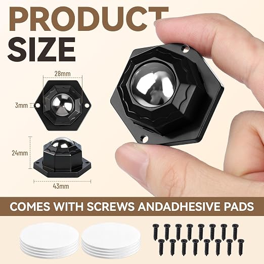 Heavy-Duty Self-Adhesive Swivel Caster Wheels | 8Pcs 1inch Low Profile - Image 2