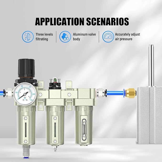 1/2" NPT Heavy Duty Industrial Grade 3 Stage Air Drying System, Auto Drain - Image 7