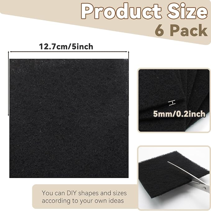 Biaungdo 6 Pack 5 Inch Sqaure Charcoal Filter Replacements - Image 4