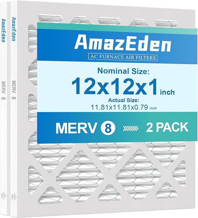 12x12x1 Air Filter 2 Pack HVAC AC Furnace Air Filter 12x12 Pleated Home Dust by AmazEden