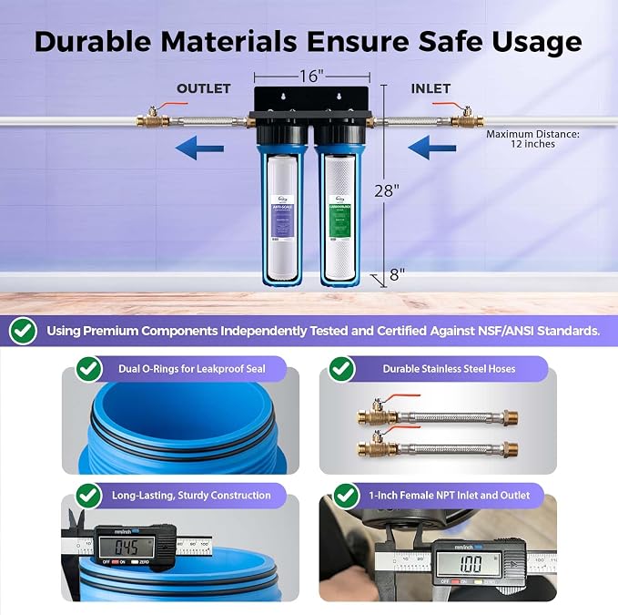 iSpring WGB22B-DS+AHPF12MNPT16X2 2-Stage Whole House Water Filter System w/ - Image 4