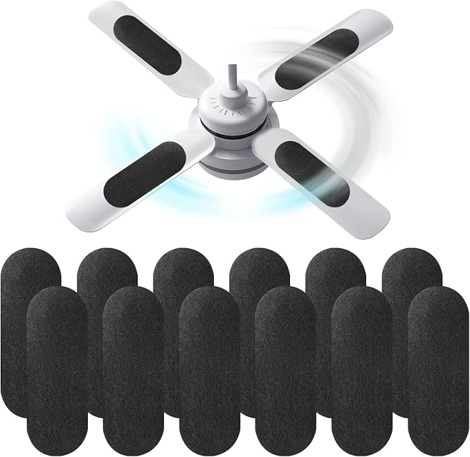 12 Pcs Ceiling Fan Filters for Blades, Activated Carbon Air Purifier Pads by Unknown