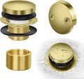 Tip-Toe Bathtub Drain Kit with Two-Hole Overflow Plate, Premium Quality Bath Tub Drain Replacement, Universal Fine/Coarse Thread Bathtub Stopper (Brushed Gold)
