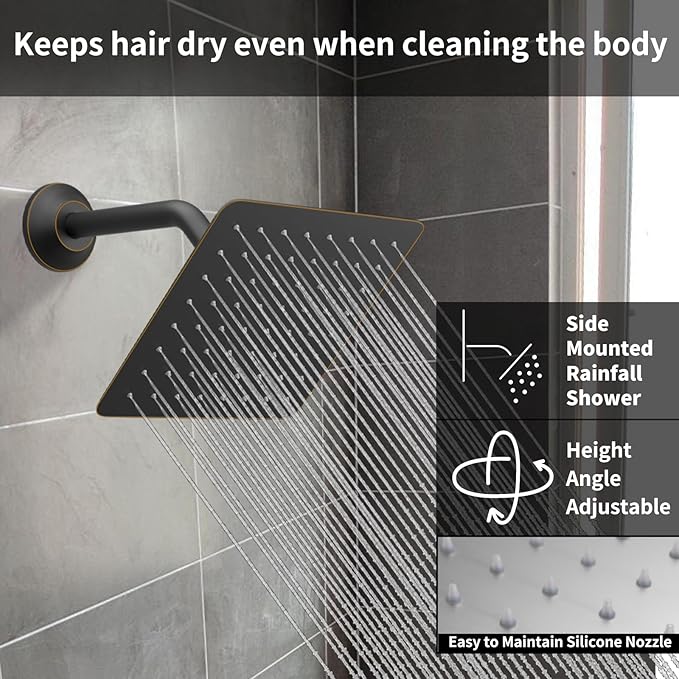 Oil Rubbed Bronze Shower System Digital Display Shower Faucet Set with Wall Mounted Full Body Shower Head(12 inch + 8 inch), Handheld Shower