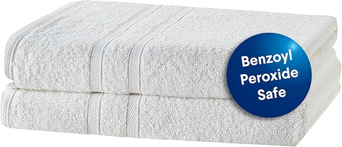 CLOROX Bleach Friendly Towels, Quick Dry, 100% Cotton Bath Towels (30" x 52"), Highly Absorbent Soft Lightweight, Ideal for Everyday Use, Easy to Wash(2 Pack, White)