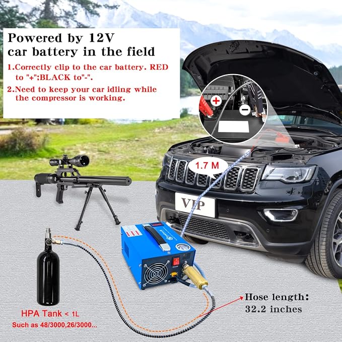 PCP Air Compressor, Portable 4500Psi/30Mpa, Water/Oil-Free, PCP Rifle/Pistol - Image 4