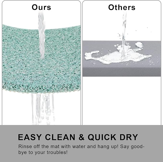 Nonslip Bathtub Mat, Anti Slip Bath Mat 0.6" Extra Thick, Quick Dry Bath Tub Anti Slip Shower Mat, Loofah Non-Slip Bath Mat for Tub Bathroom Pool Kitchen Entryway Home Hotel(Blue 24x24)