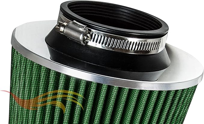 GREEN 3.5" 89 mm Inlet Truck Air Cone Replacement Performance Washable Clamp-On - Image 5