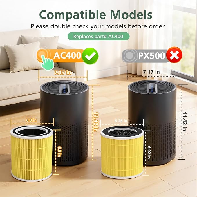 2 Pack AC400 Air Purifiers Replacement Filter - Image 2