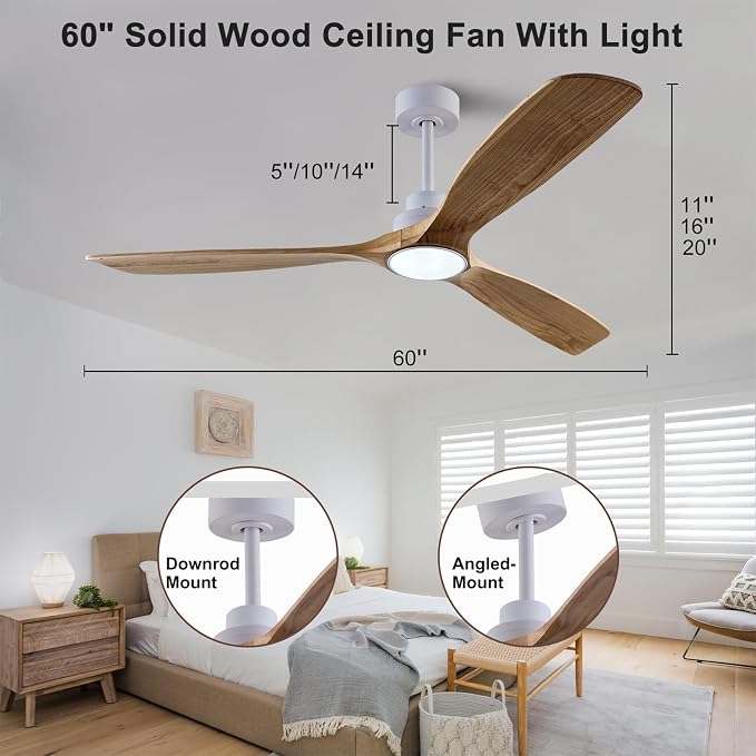 QUTWOB 60" Wood Ceiling Fan - Image 5