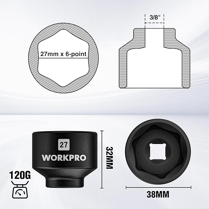 WORKPRO 27mm Oil Filter Socket Wrench, Oil Filter Removal Tool, Oil Filter - Image 2
