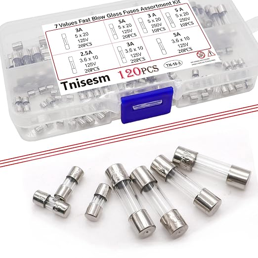 Tnisesm 120 Pcs Fast Blow Glass Fuses Assortment Kit 125V- 3A, 5A 5 x 20mm - Image 7