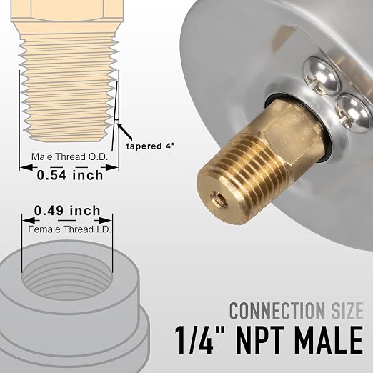 0 to 200 Psi Pressure Gauge, Glycerin Liquid Filled, 2.5 inch Dial, 1/4" NPT - Image 5