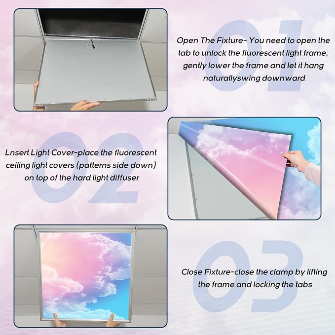 Amylove 4 Pcs Fluorescent Light Covers Classroom Ceiling Panels Light Filters - Image 5