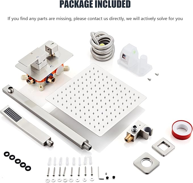 Shower Faucet Set, Rainfall Shower System Complete Wall Mounted for Bathroom with 12 Inch Shower Head and Handheld Rain Mixer Combo Kit with Shower Valve and Shower Trim, Brushed Nickel