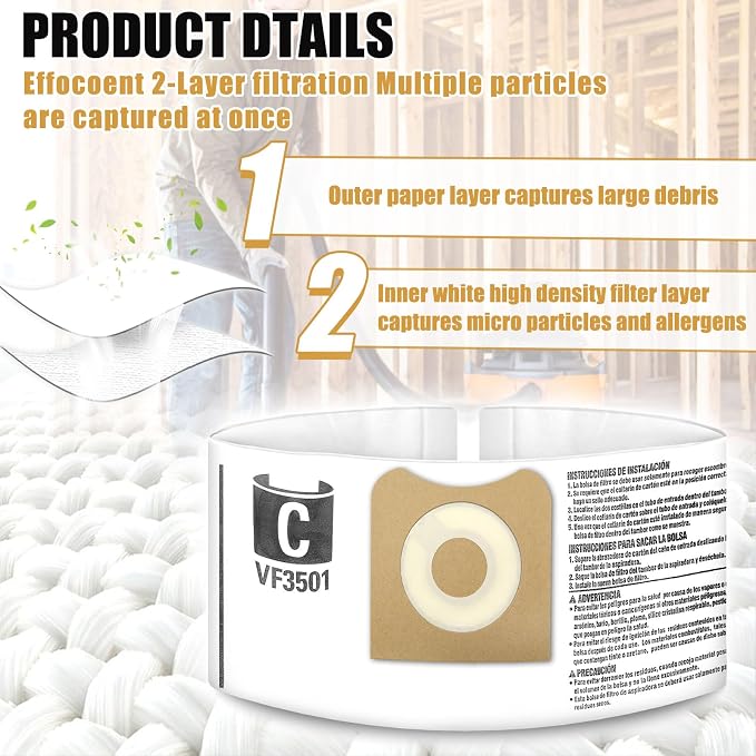 30 Pack VF3501 Vacuum Cleaner Bags Fit - Image 5