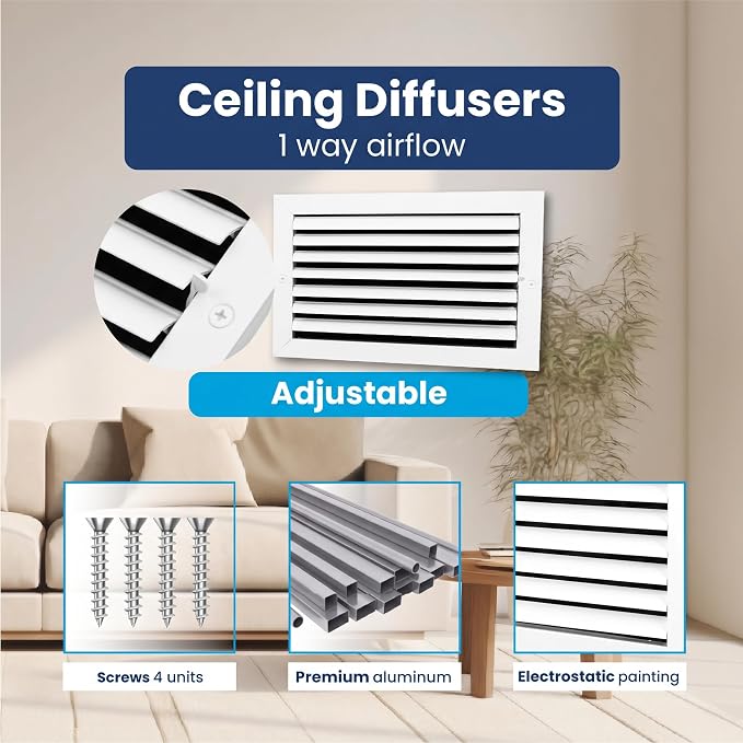 8x12 Aluminum 1-Way Air Vent Cover Wall or Ceiling Register – Multi-Shutter - Image 4
