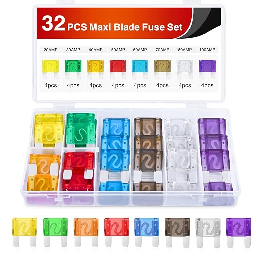 Nilight 32 Pcs Blade Fuses Maxi APX Replacement Fuse 20A 30A 40A 50A 60A 70A by Nilight