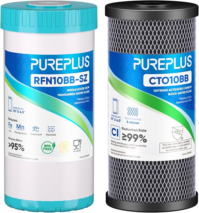 PUREPLUS 5 Micron 4.5"x 10" Whole House Water Filter Cartridge Combo Kit by PUREPLUS
