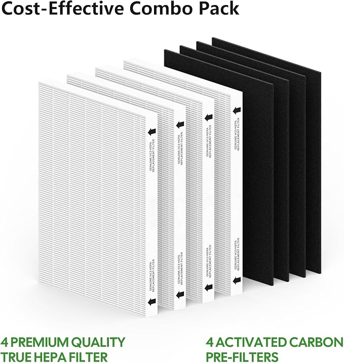 4 Pack Air Filter Replacement for Fellowes AeraMax 290/300/DX95 Purifiers and - Image 3
