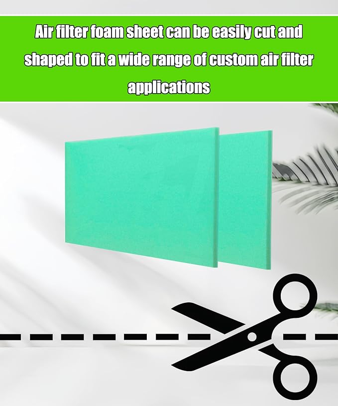 2Pcs 14" X 17" X 5/8"Universal Green Foam Air Filter Material 65-PPI Can Cut to - Image 5