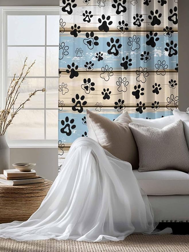 Sheer Curtains 63 Inch Length, Vintage Farmhouse Rustic Wooden Grain Privacy - Image 4