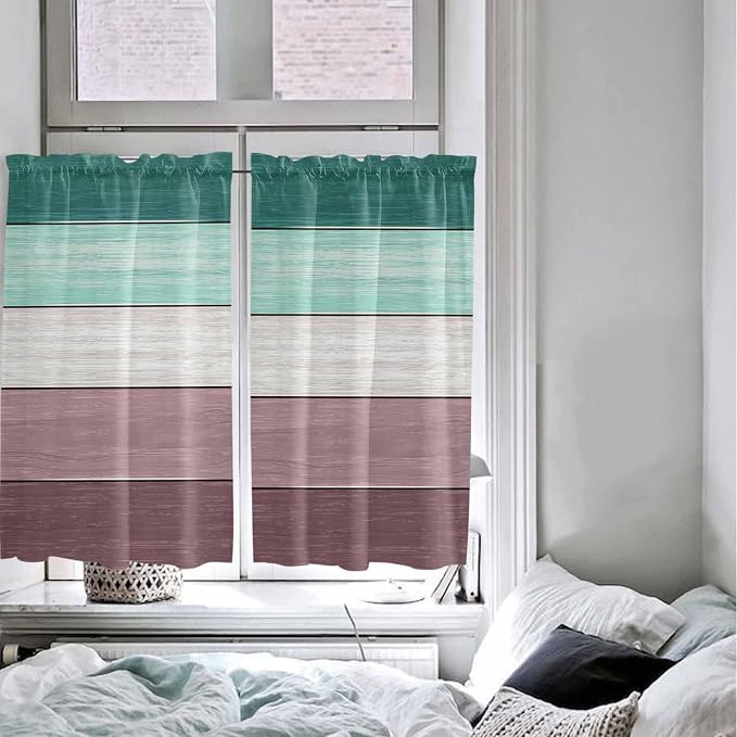 Retro Farm Woodcuts Texture Window Valance Curtains, 2 Panel - Image 8