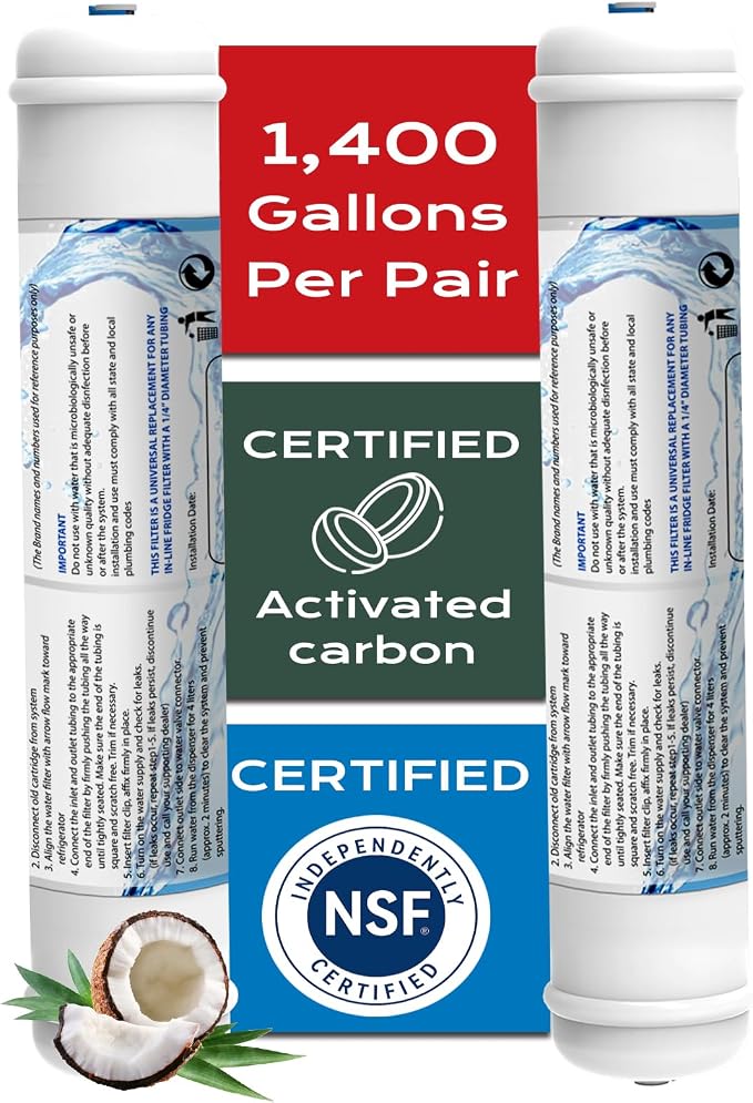 Inline Activated Carbon Water Filter, T33 1/4" Quick-Connect Replacement by ITSPUREEXPERT