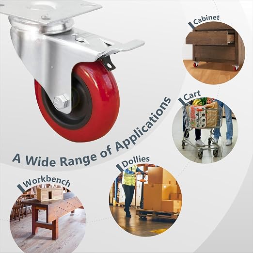 POWERTEC 3 Inch Swivel Caster Wheels Set of 4 - Image 7