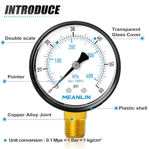 MEANLIN MEASURE 1/4" NPT 0-60Psi 2" FACE DIAL Swimming Pool Water Pressure - Image 4