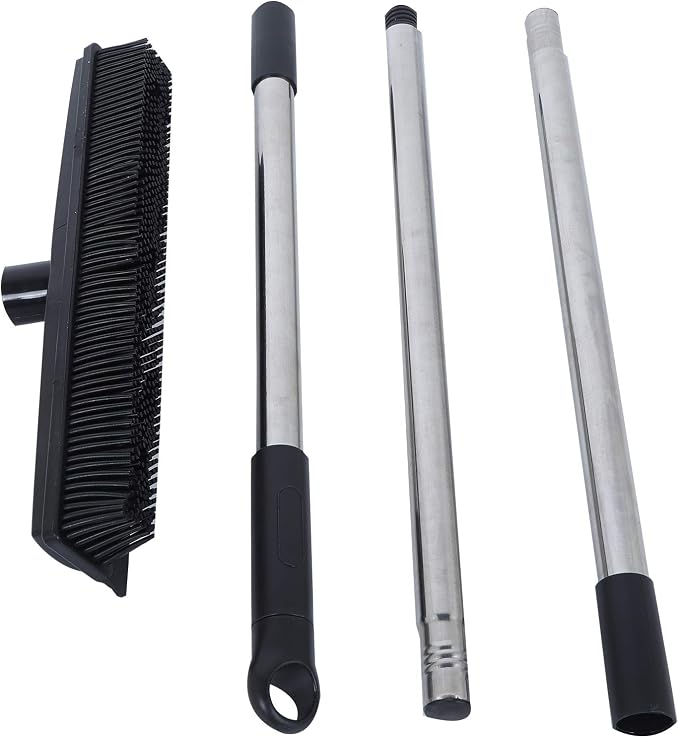 Multifunctional Broom, Telescopic Carpet Rake Rubber Pp 12.6in Brush Easy Wash by KELFEEAO
