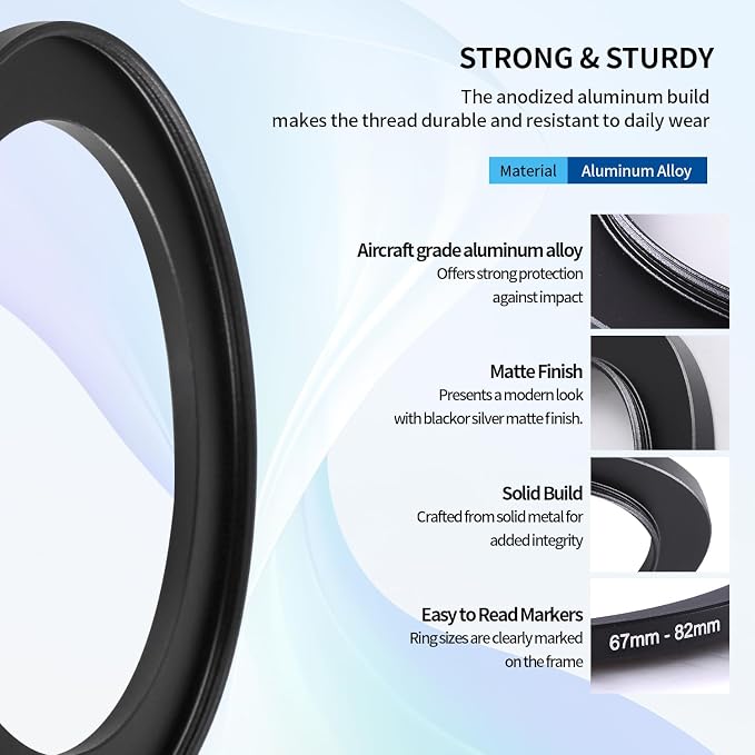 67-82mm Step-Up Ring Adapter, 67mm to 82mm Step Up Filter Ring - Image 5
