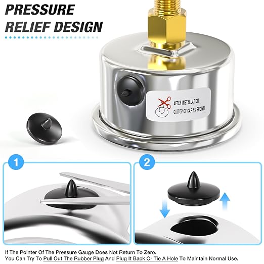 MEANLIN MEASURE 0~30Psi Dry Low Pressure Gauge Stainless Steel 1/8" NPT 2" FACE - Image 6