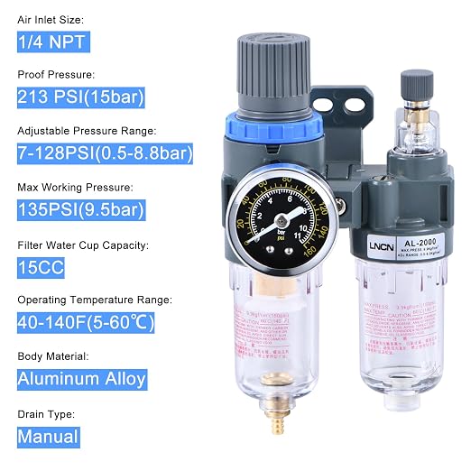 1/4 Inch Compressor Air Filter Pressure Regulator Water-oil Trap Separator - Image 3