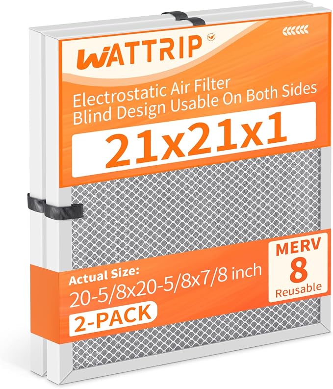 2-Pack 21x21x1 MERV 8 Reusable & Washable Electrostatic Air Filters by BreatheSmartLiveClean