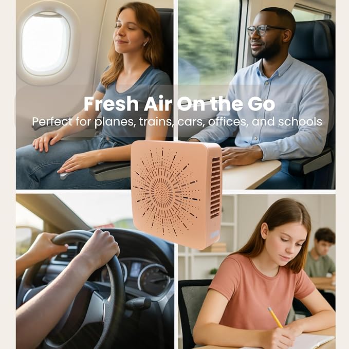 4-in-1 Portable Air Purifier HEPA Filter, Ionizer & Mini Fan – USB-C Desktop - Image 6